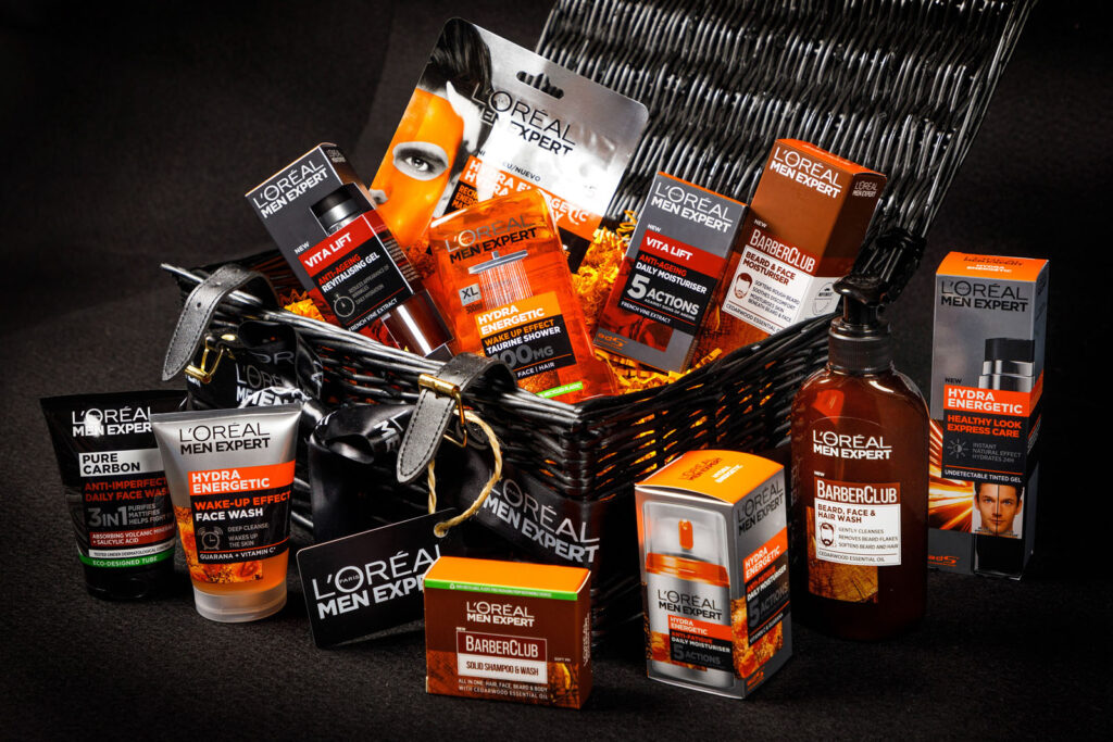 A collection of L'Oréal Men Expert grooming products.