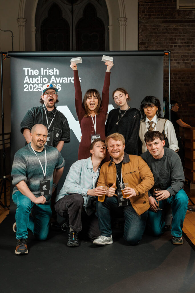 Group celebrates at The Irish Audio Awards.