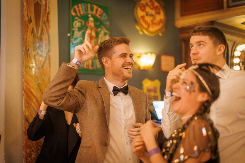 Happy people enjoying a festive party.
