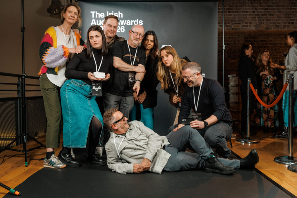 Playful group photo at The Irish Audio Awards.