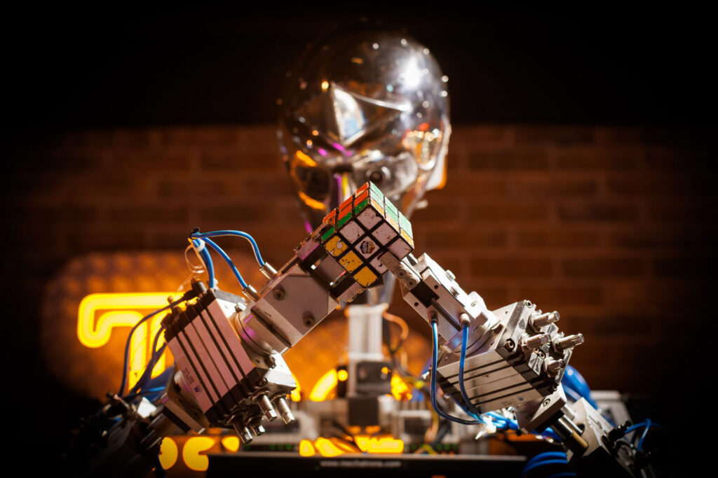 Robot solving a Rubik's Cube.