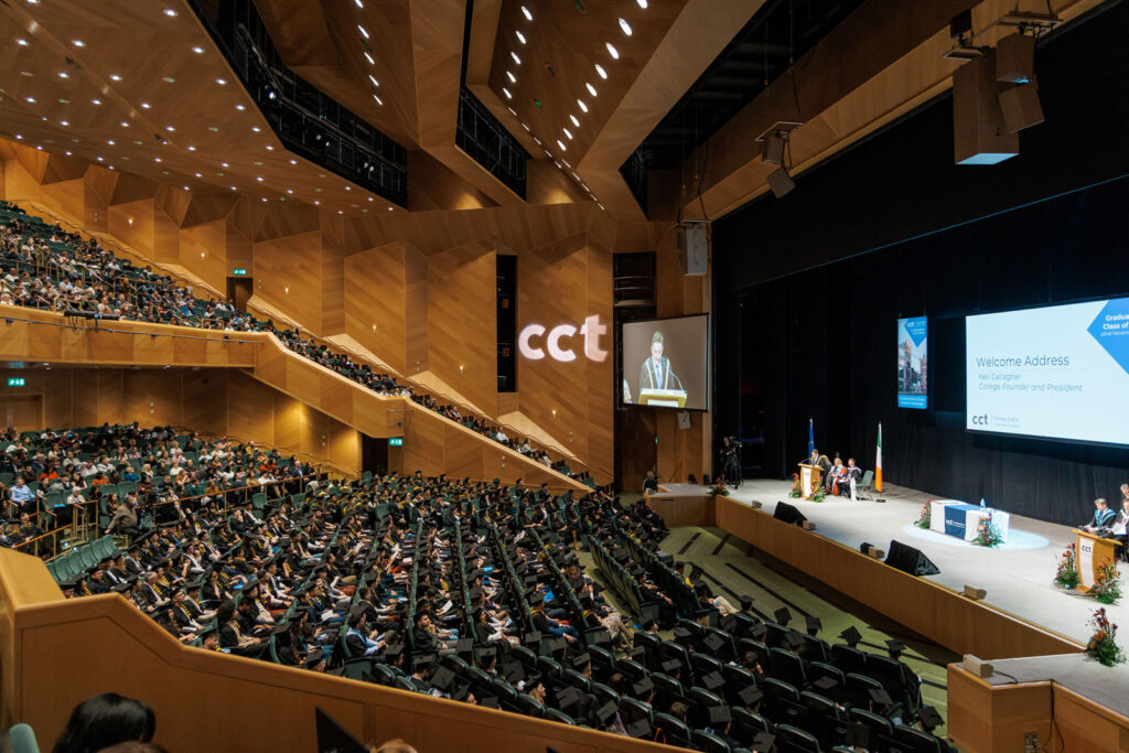 Students attend CCT College Dublin graduation ceremony.